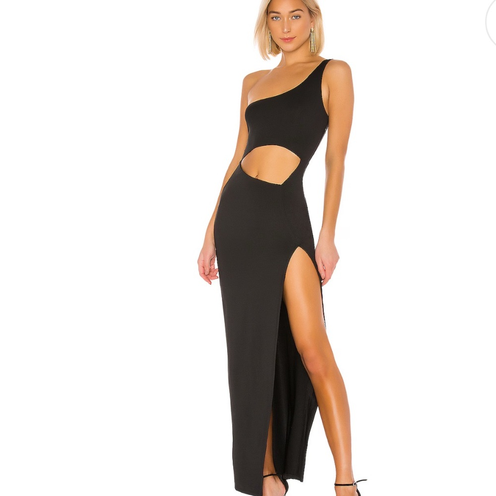 Superdown Black One-Shoulder Cutout Dress